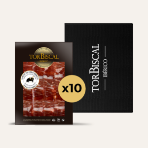 Loncheado a cuchillo Jamón de Cebo Ibérico 50% Raza ibérica. Sobre 100g (10 Sobres).